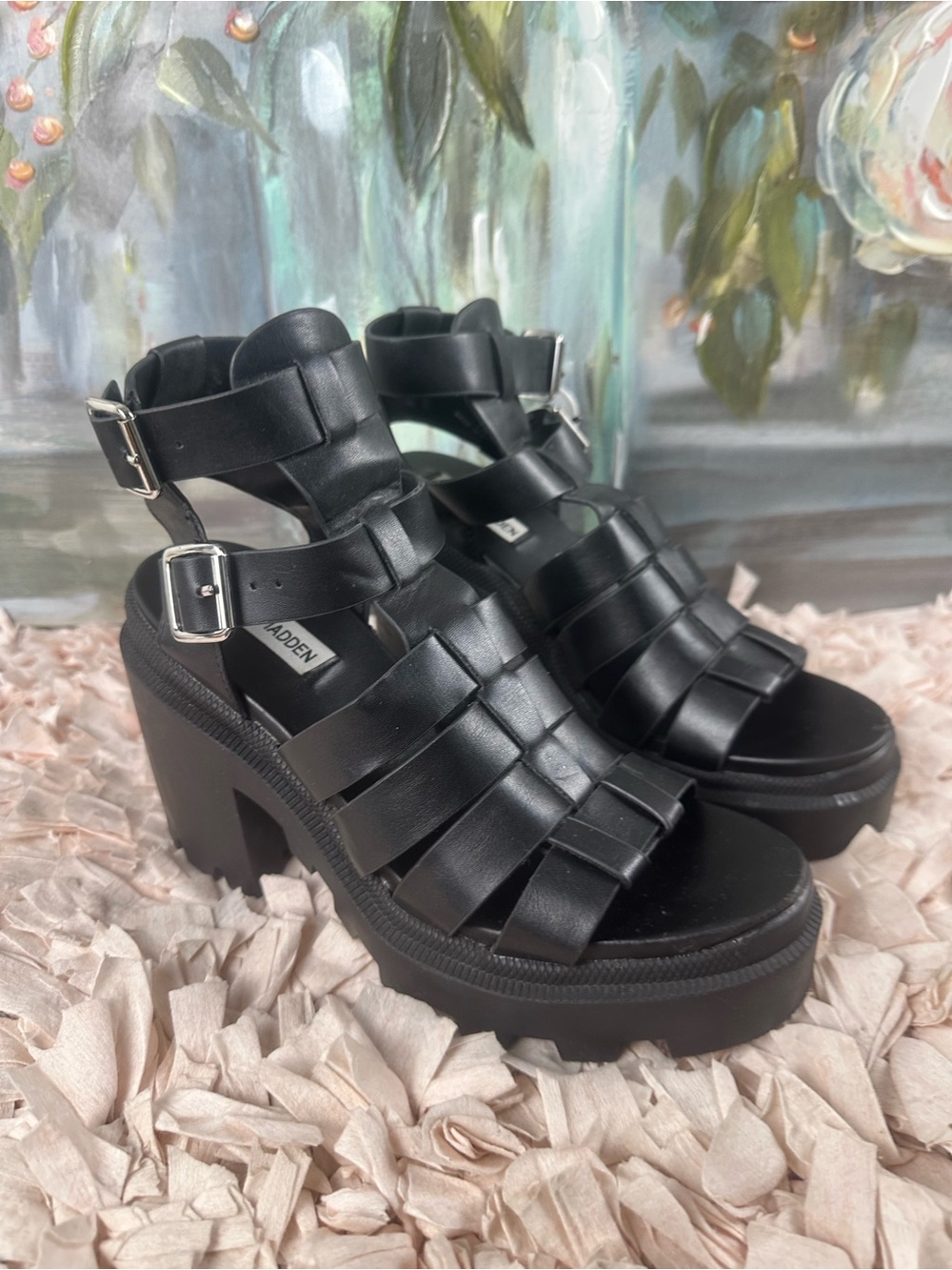 Steve Madden Cosmic Chunky Platform Sandals – Black – Size 7.5M